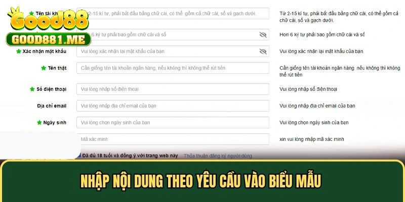 Nhập nội dung theo yêu cầu vào biểu mẫu 